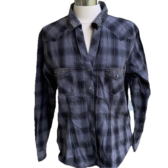 Panhandle Roughstock Western Button Snap Front Shirt Women’s XL Plaid Rockabilly - Picture 1 of 12